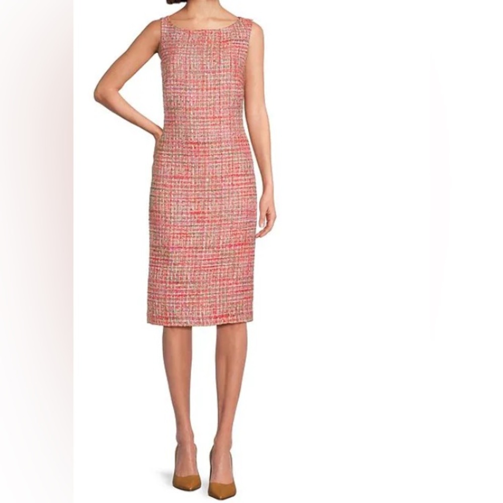 NWT Preston & York Gloria Pink Tweed Boatneck Midi Dress Lined Size 10